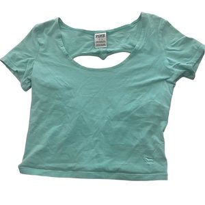 PINK teal crop top small